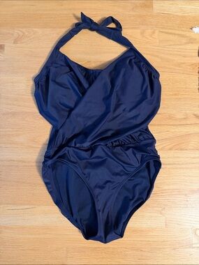 Athleta Women’s Navy Halter One-Piece Swimsuit, 36D/DD